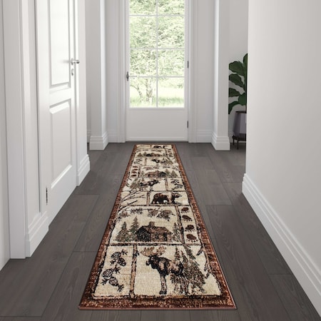 Flash Furniture 2' x 7' Nature Inspired Indoor Area Rug in Brown ACD-RGPQ1F-27-BN-GG
